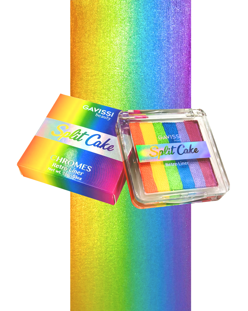 swatch of chrome rainbow split liner